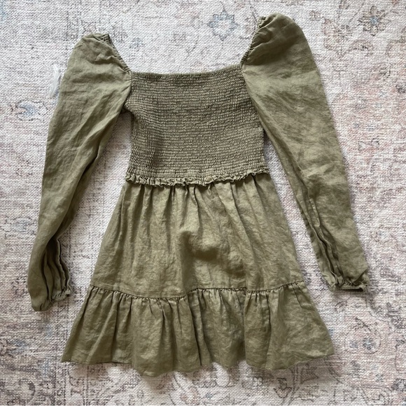 100% European Linen Smocked Mini Dress - Picture 6 of 7